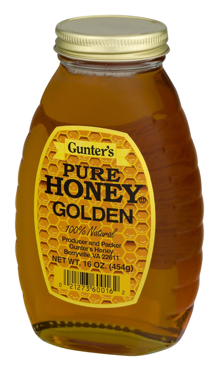slide 5 of 9, Gunter's Pure Honey Golden, 16 oz