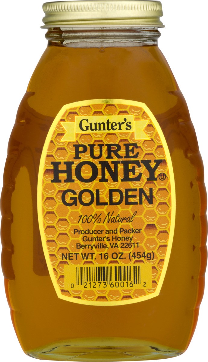 slide 4 of 9, Gunter's Pure Honey Golden, 16 oz