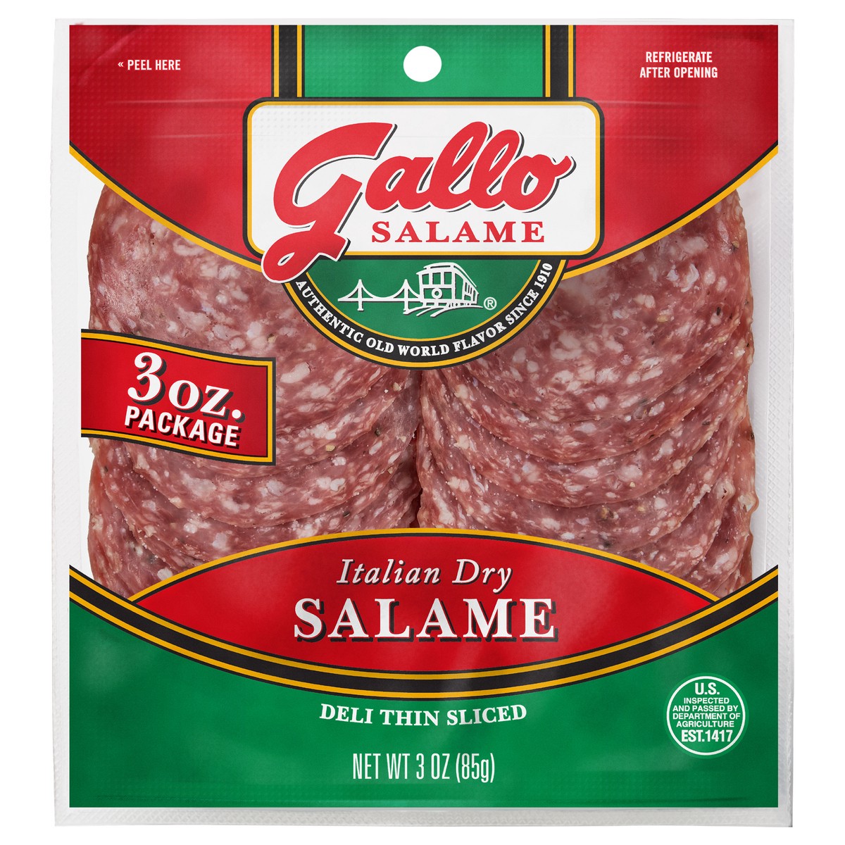slide 1 of 1, Gallo Salame Deli Thin Sliced Italian Dry Salame, 3 oz