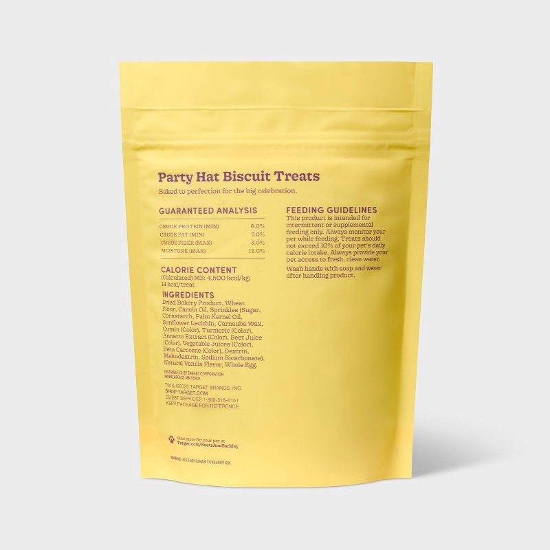 slide 3 of 3, Party Hat Birthday Vanilla Flavor Crunchy Dog Treat Biscuits - Boots & Barkley™ 6oz, 6 oz