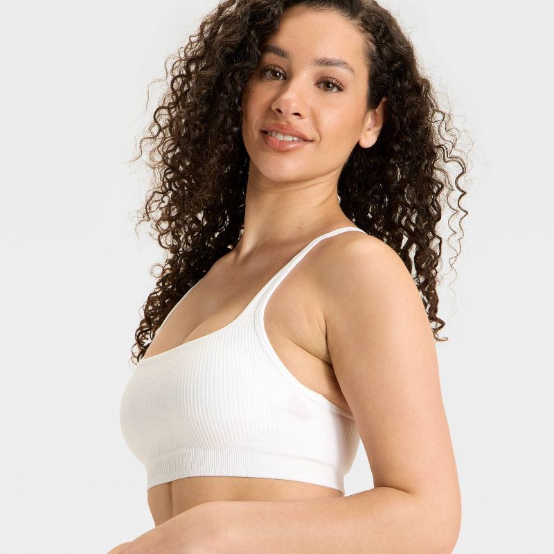 slide 3 of 3, Women's Seamless Ribbed Light Support Sports Bra - All In Motion™ White XXL, 1 ct