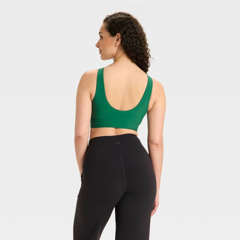slide 2 of 3, Women's Everyday Soft Medium Support Longline Sports Bra - All In Motion™ Dark Green M, 1 ct