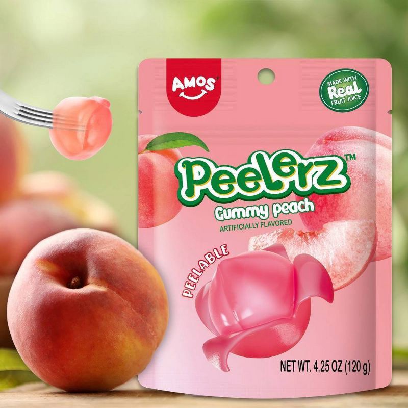 slide 4 of 6, AMOS Peach Peelerz Gummy - 4.25oz, 4.25 oz
