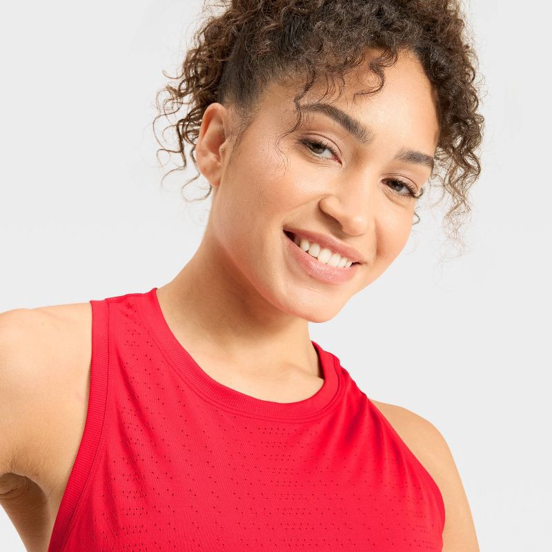 slide 3 of 3, Women's Seamless Mesh Tank Top - All In Motion™ Red M, 1 ct