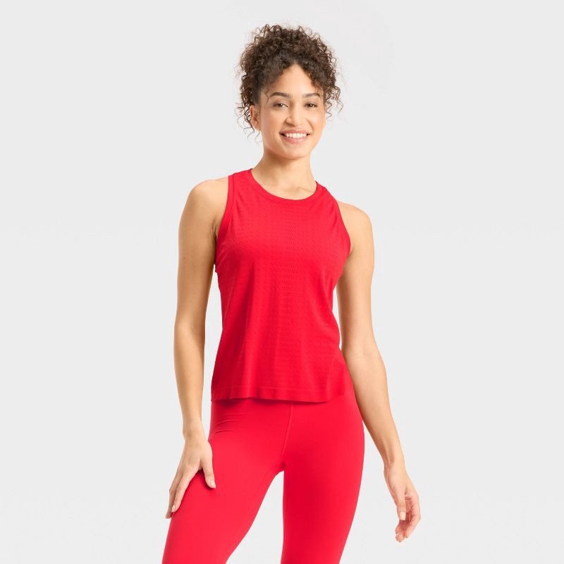 slide 1 of 3, Women's Seamless Mesh Tank Top - All In Motion™ Red M, 1 ct