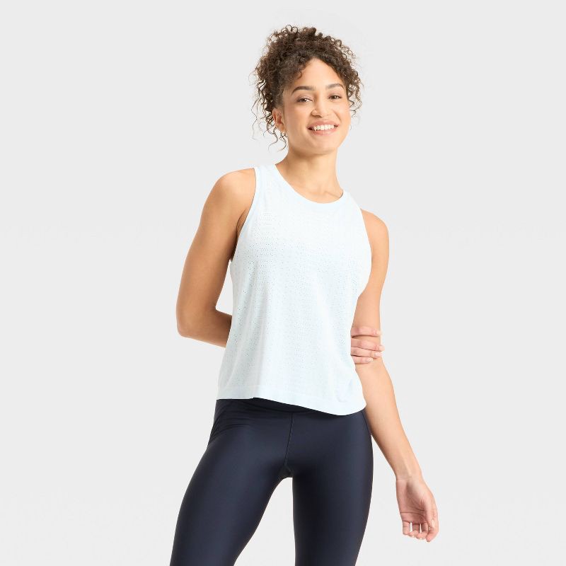 slide 1 of 3, Women's Seamless Mesh Tank Top - All In Motion™ Sky Blue XL, 1 ct