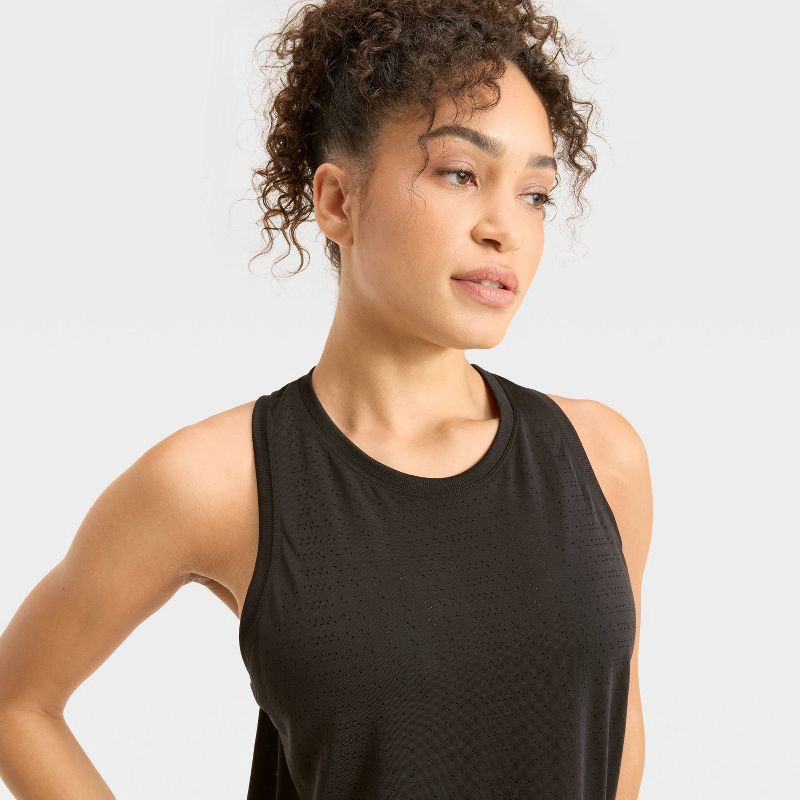 slide 3 of 3, Women's Seamless Mesh Tank Top - All In Motion™ Black L, 1 ct