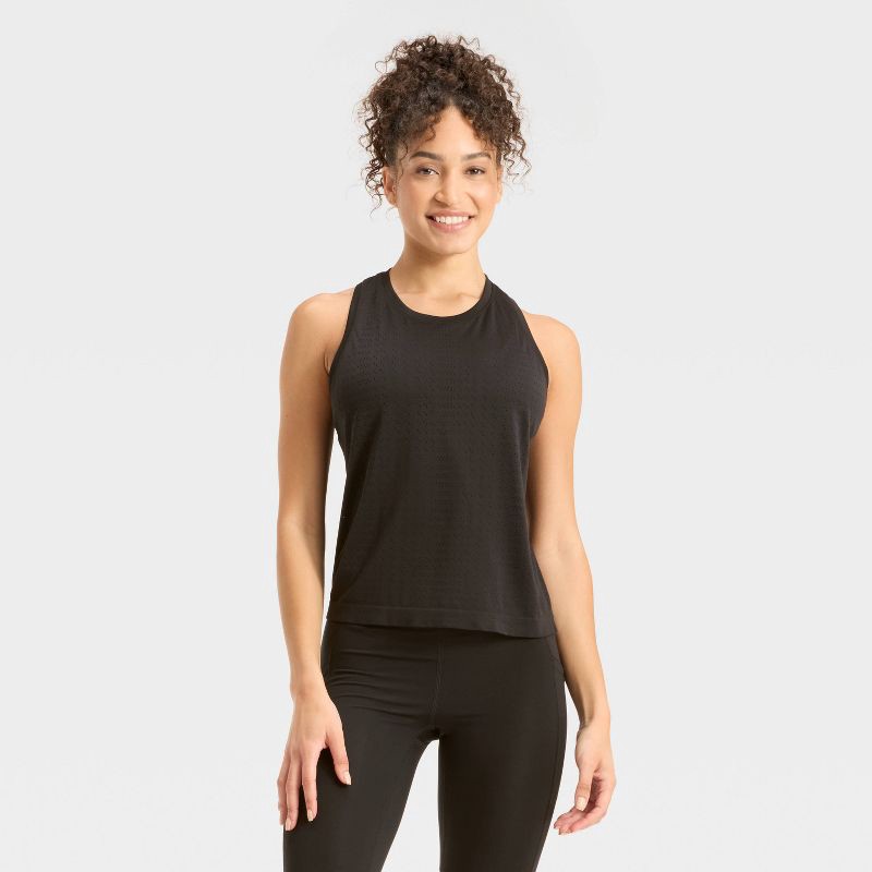 slide 1 of 3, Women's Seamless Mesh Tank Top - All In Motion™ Black L, 1 ct