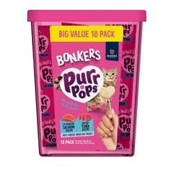 Bonkers Purrpops Freeze-Dried Tuna & Salmon Flavored Lollipop Cat Treats - 3.6oz/18ct
