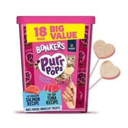 Bonkers Purrpops Freeze-Dried Tuna & Salmon Flavored Lollipop Cat Treats - 3.6oz/18ct