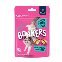 Bonkers Bites Seafood & Eat It Flavor Crunchy Cat Treats - 3oz
