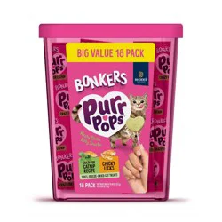 Bonkers Purrpops Freeze-Dried Chicken & Catnip Flavored Lollipop Cat Treats - 18ct