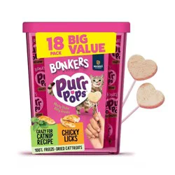 Bonkers Purrpops Freeze-Dried Chicken & Catnip Flavored Lollipop Cat Treats - 18ct