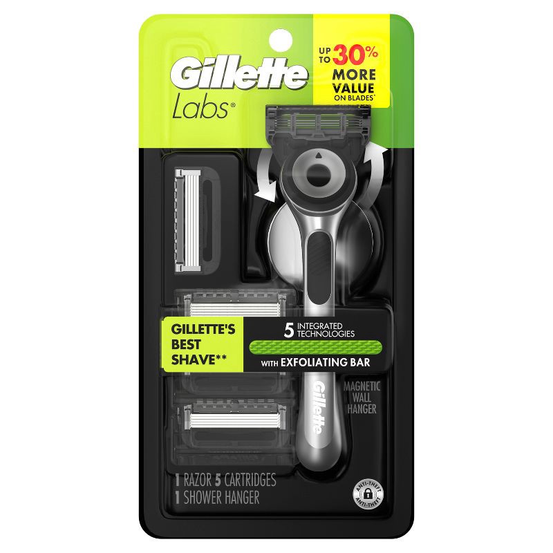 slide 2 of 9, GilletteLabs Value Pack Razor Handle + 5 Blade Refills, 1 ct