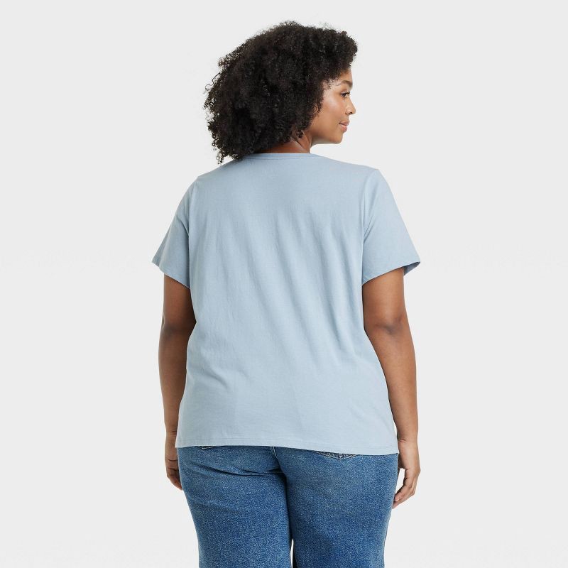 slide 2 of 3, Women's Short Sleeve V-Neck T-Shirt - Ava & Viv™ Light Blue 2X: Pullover, Below Waist, 1 ct