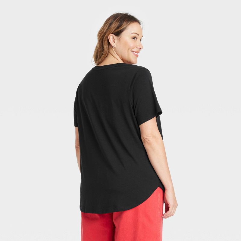 slide 2 of 3, Women's Short Sleeve Scoop Neck Drapey T-Shirt - Ava & Viv™ Black 3X: Cotton Modal Blend, Midweight Jersey, Pullover Style, 1 ct