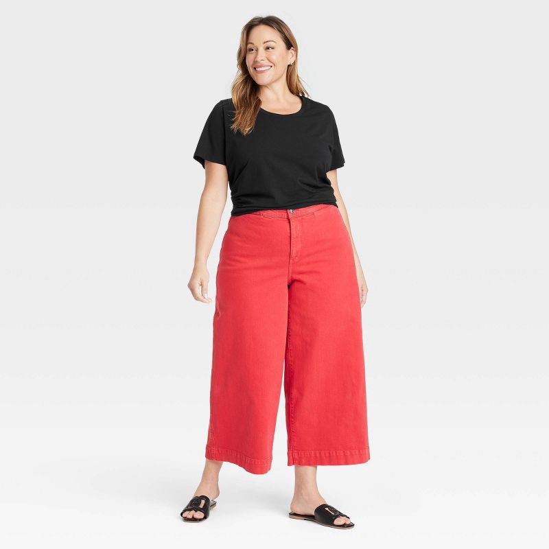 slide 3 of 3, Women's Short Sleeve Scoop Neck Drapey T-Shirt - Ava & Viv™ Black 3X: Cotton Modal Blend, Midweight Jersey, Pullover Style, 1 ct