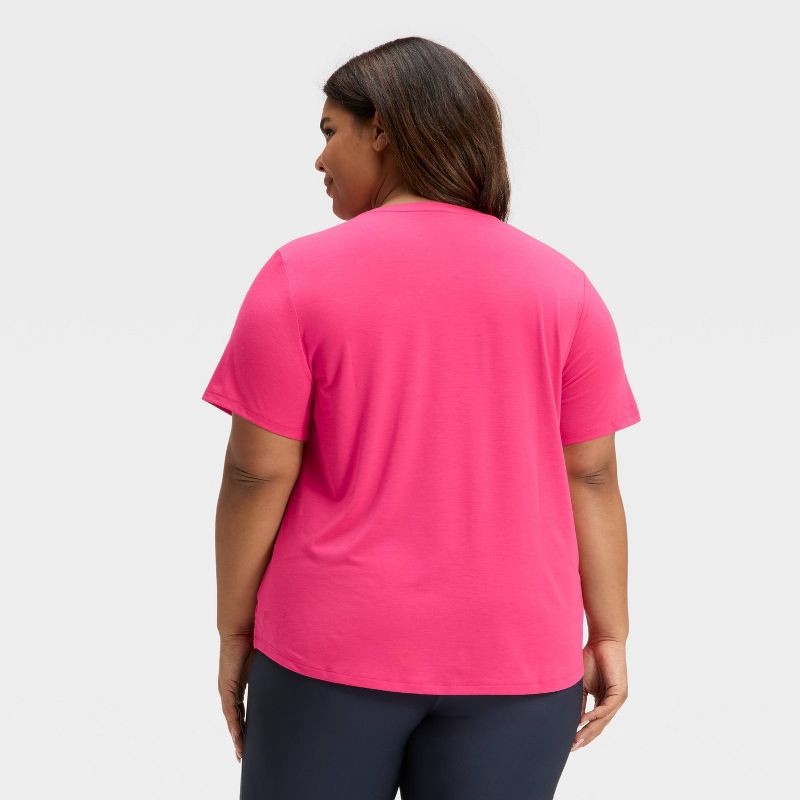 slide 2 of 5, Women's Beyond Ease Crewneck Legging Friendly Short Sleeve T-Shirt - All In Motion™ Berry Pink XS, 1 ct