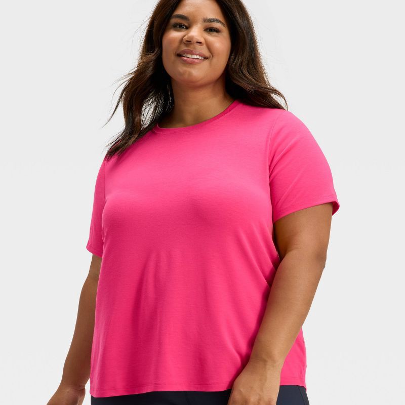 slide 3 of 5, Women's Beyond Ease Crewneck Legging Friendly Short Sleeve T-Shirt - All In Motion™ Berry Pink XS, 1 ct