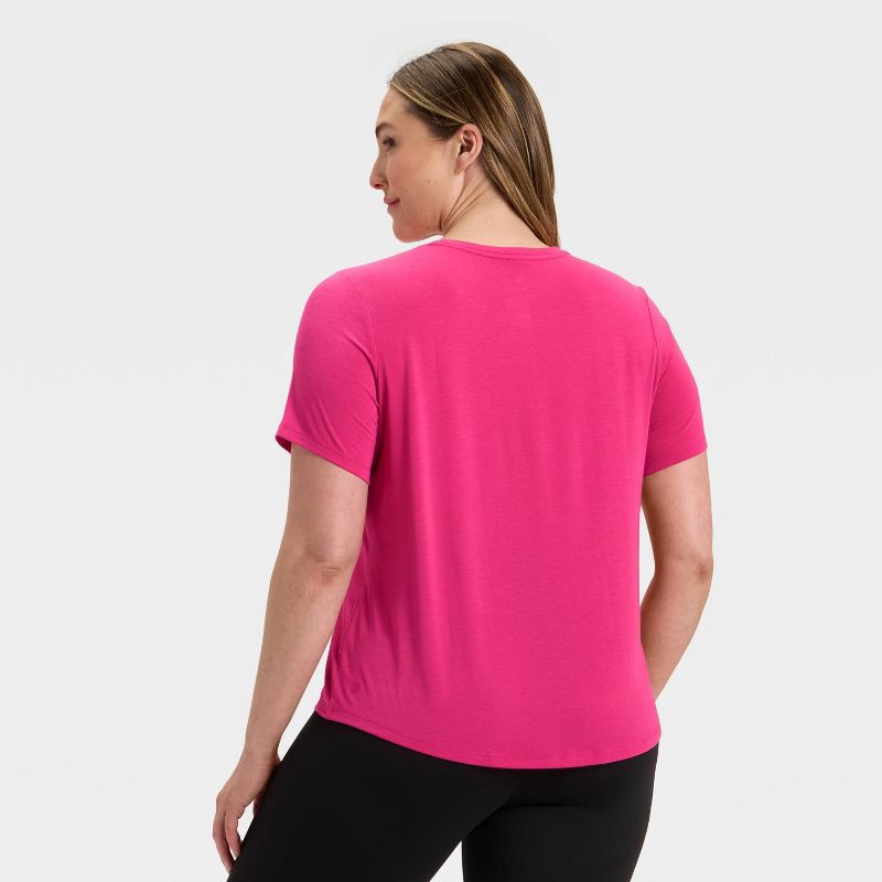 slide 5 of 5, Women's Beyond Ease Crewneck Legging Friendly Short Sleeve T-Shirt - All In Motion™ Berry Pink XS, 1 ct