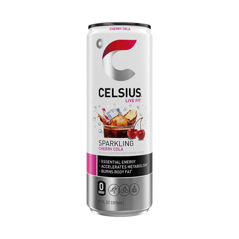 slide 1 of 6, CELSIUS Sparkling Cherry Cola Functional Energy Drink - 12 fl oz Single Can, 12 fl oz