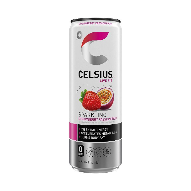 slide 1 of 5, CELSIUS Sparkling Strawberry Passionfruit Functional Energy Drink - 12 fl oz Can, 12 fl oz