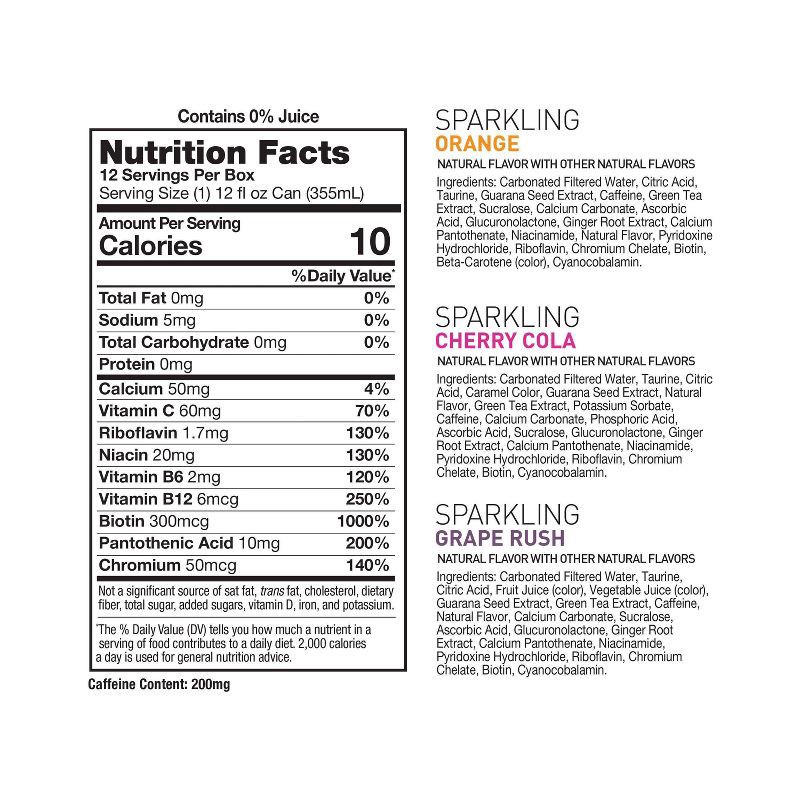 slide 5 of 5, CELSIUS Sparkling Classic Pop (Orange, Cherry Cola, Grape) Variety Pack Functional Energy Drink - 12pk/12 fl oz Cans, 12 ct; 12 fl oz