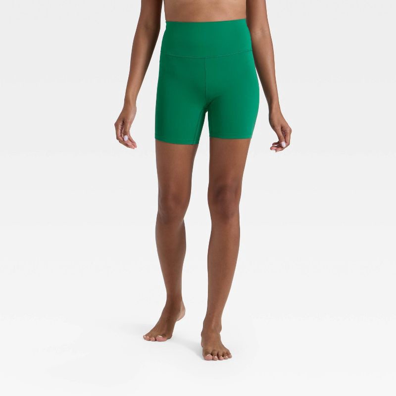slide 1 of 3, Women's Everyday Soft Ultra High-Rise Bike Shorts 6" - All In Motion™ Dark Green XS, 1 ct