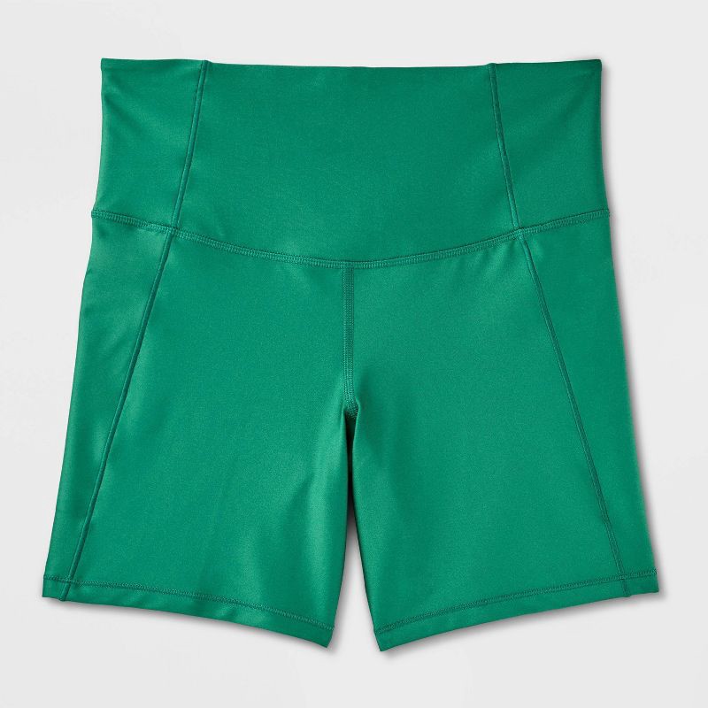 slide 1 of 1, Women's 6" Effortless Support Bike Shorts - All In Motion™ Dark Green L, 1 ct