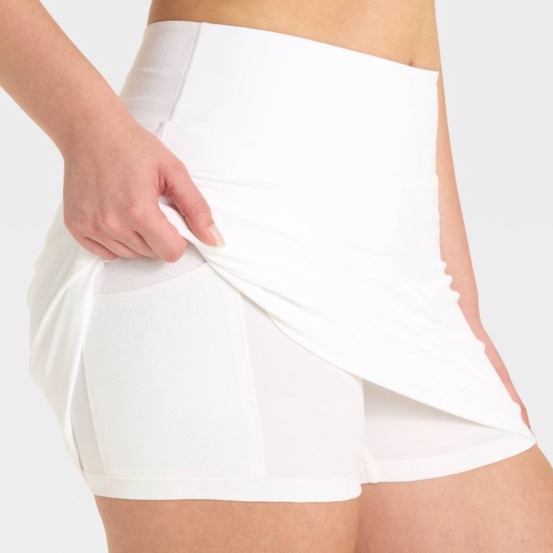 slide 4 of 4, Women's Everyday Soft Mid-Rise Athletic Skort 14.5" - All In Motion™ White XL, 1 ct