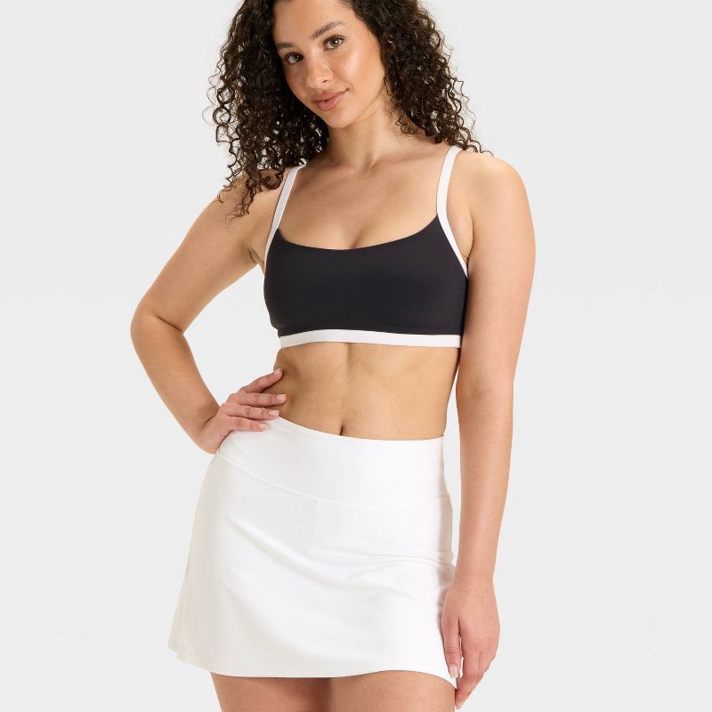 slide 3 of 4, Women's Everyday Soft Mid-Rise Athletic Skort 14.5" - All In Motion™ White XL, 1 ct