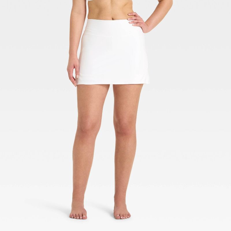 slide 1 of 4, Women's Everyday Soft Mid-Rise Athletic Skort 14.5" - All In Motion™ White XL, 1 ct