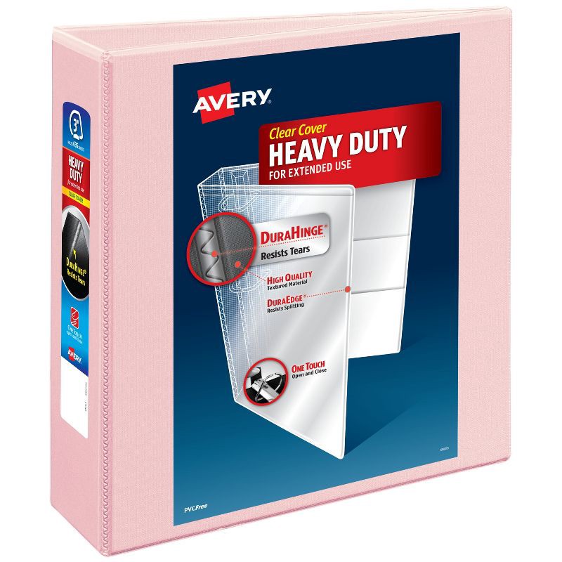 slide 1 of 3, Avery 3" Heavy Duty View Ring Binder - Blush, 1 ct