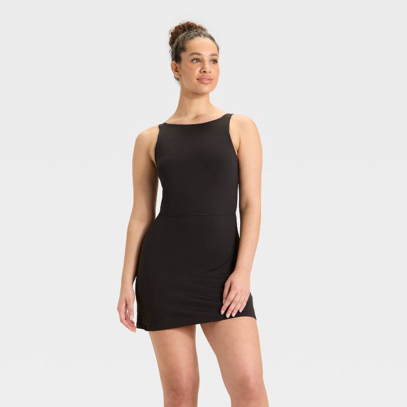 slide 1 of 4, Women's Knit High Neck Active Dress - All In Motion™ Black L, 1 ct