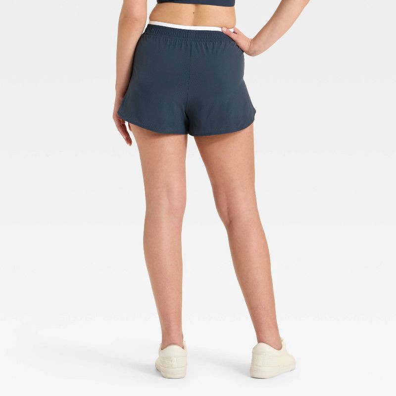 slide 2 of 3, Women's 3" High-Rise Laser Cut Shorts - All In Motion™ Navy Blue XL, 1 ct