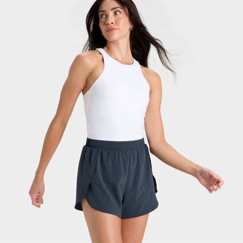 slide 3 of 3, Women's 3" High-Rise Laser Cut Shorts - All In Motion™ Navy Blue XL, 1 ct