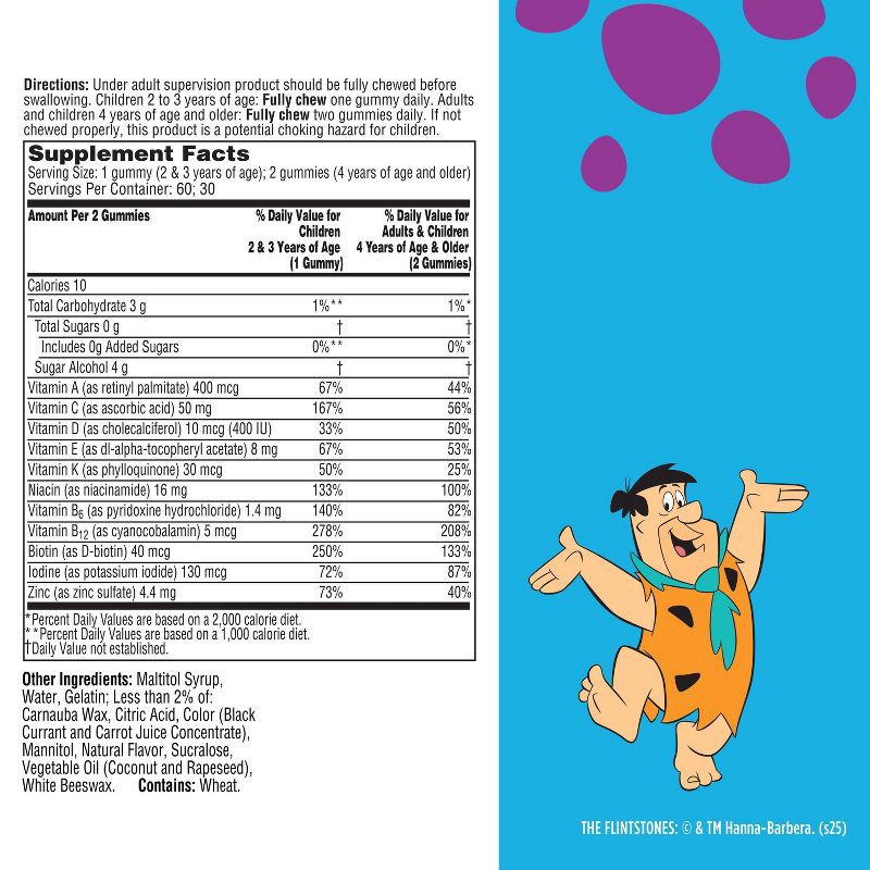 slide 8 of 8, The Flintstones Sugar Free Kids' Multivitamin Gummies - 60ct, 60 ct