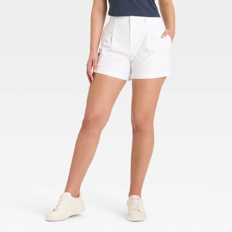 slide 1 of 3, Women's 4" Woven High Rise Golf Shorts - All In Motion™ White XS, 1 ct
