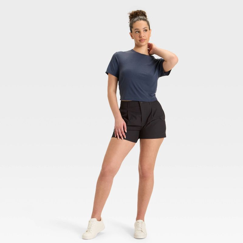 slide 3 of 3, Women's 4" Woven High Rise Golf Shorts - All In Motion™ Black L, 1 ct