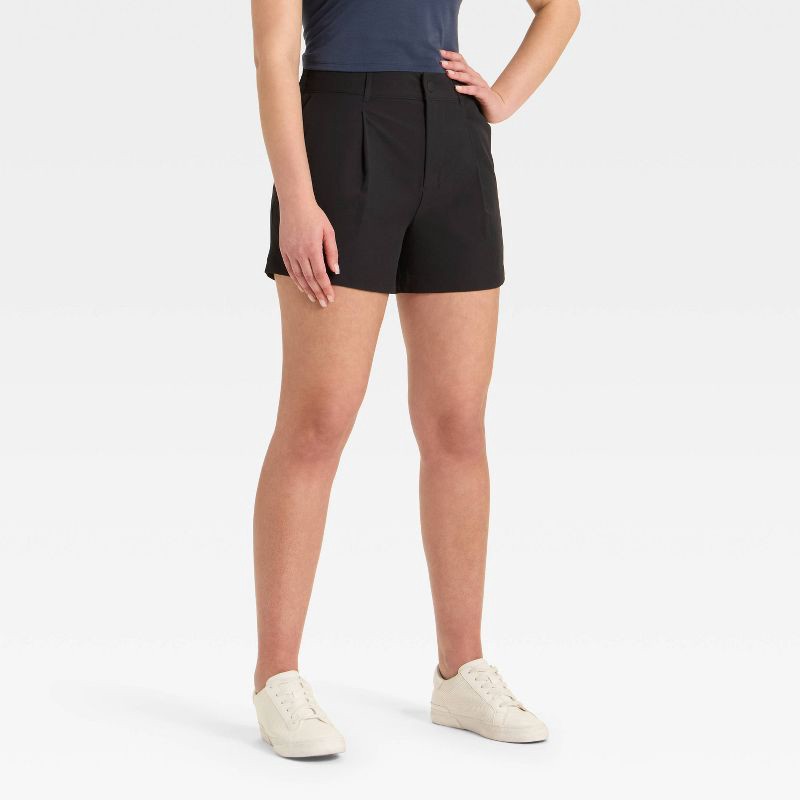 slide 1 of 3, Women's 4" Woven High Rise Golf Shorts - All In Motion™ Black L, 1 ct