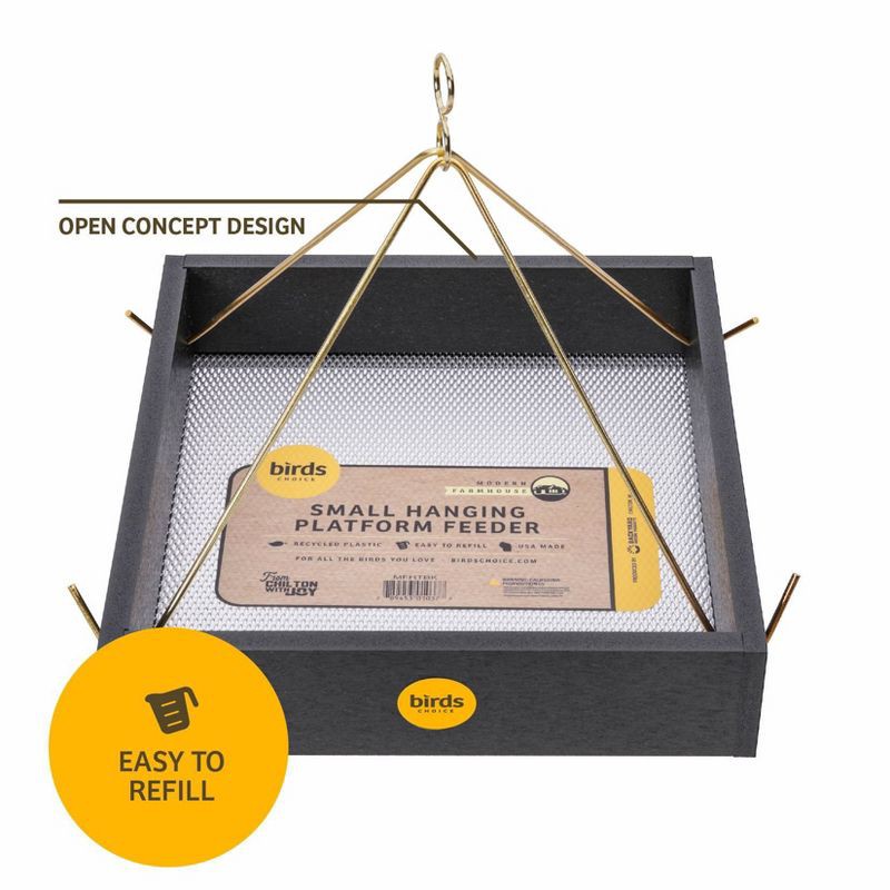slide 7 of 10, Birds Choice Bird Choice Small Modern Farmhouse Hanging Platform Tray Bird Feeder 2.5" Black, 1 ct
