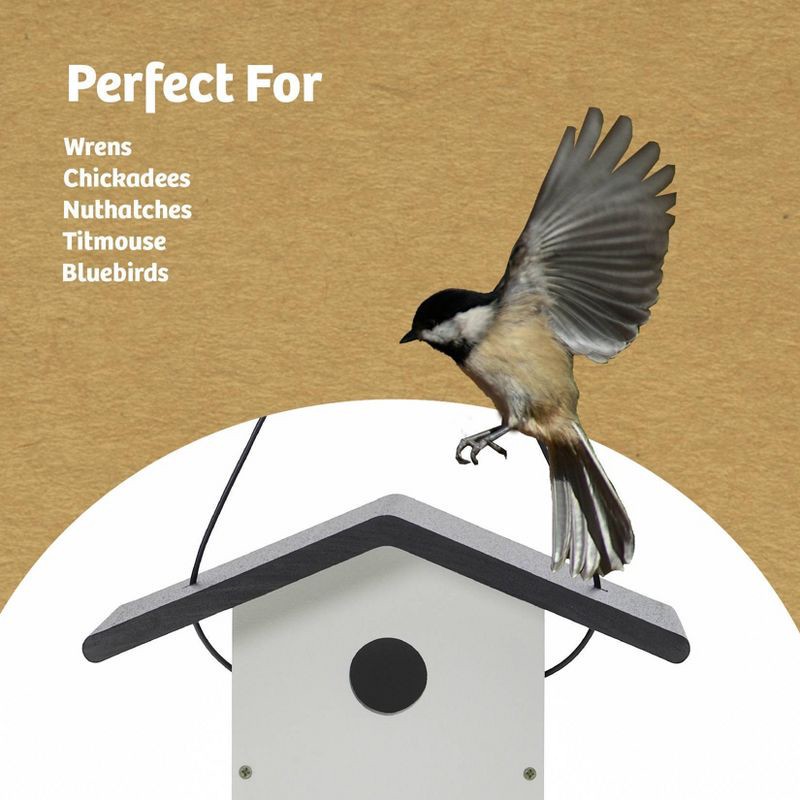 slide 9 of 9, Birds Choice 7" Modern Farmhouse Wren House Black & White, 1 ct