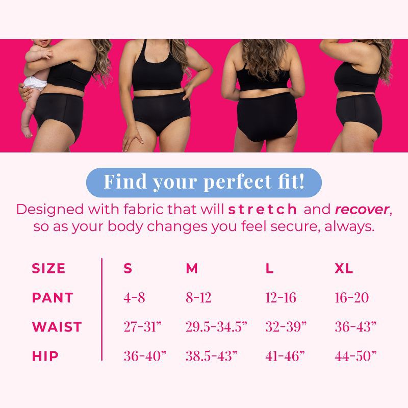 slide 5 of 8, Proof Underwear Reusable Postpartum, High Rise Brief, Super Heavy Absorbency - L, 1 ct