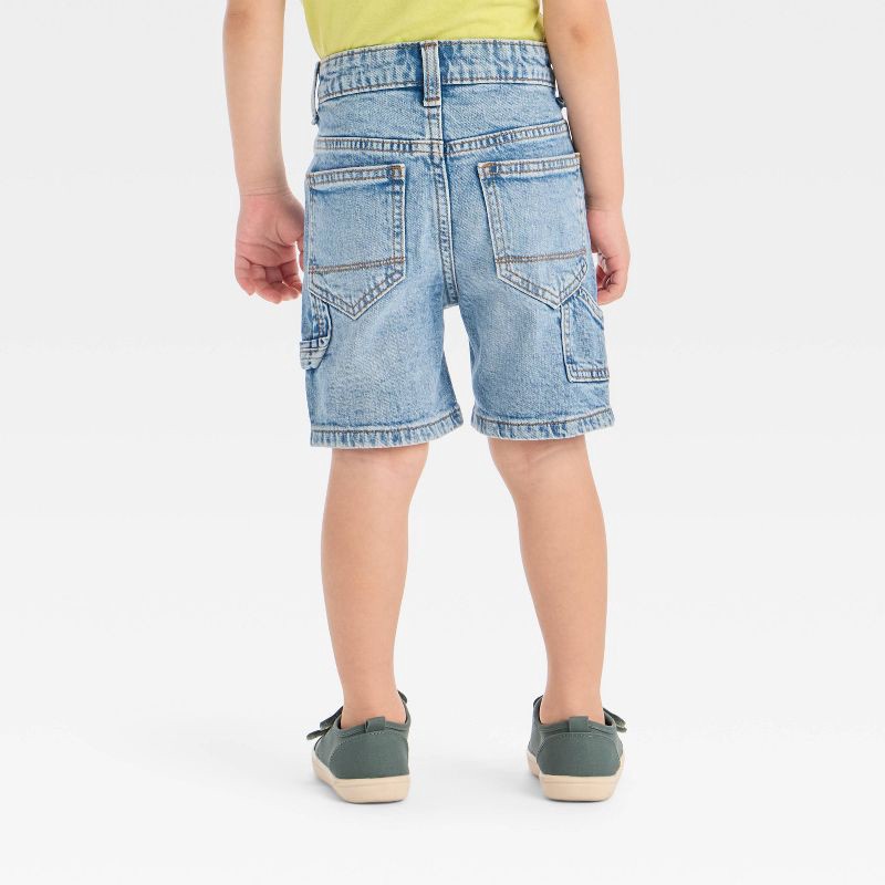 slide 3 of 3, Toddler Boys' Button-Front Destructed Shorts - Cat & Jack™ Light Wash 2T: Adjustable Waistband, Denim, Low-Rise, 1 ct