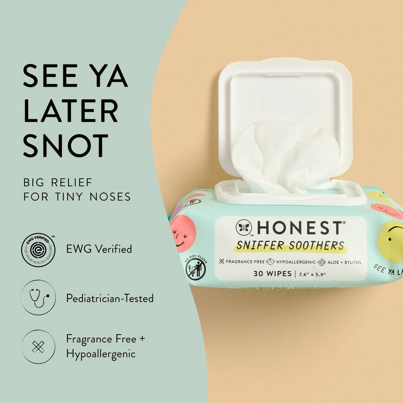 slide 6 of 11, The Honest Company Sniffer Soothers Nose and Face Wipes - 30ct, 30 ct