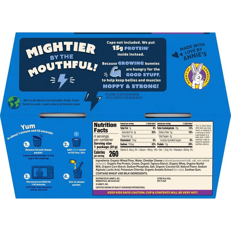 slide 4 of 5, Annie's Organic Classic Cheddar Super Mac and Cheese Cups - 11.44oz/4ct, 11.44 oz, 4 ct