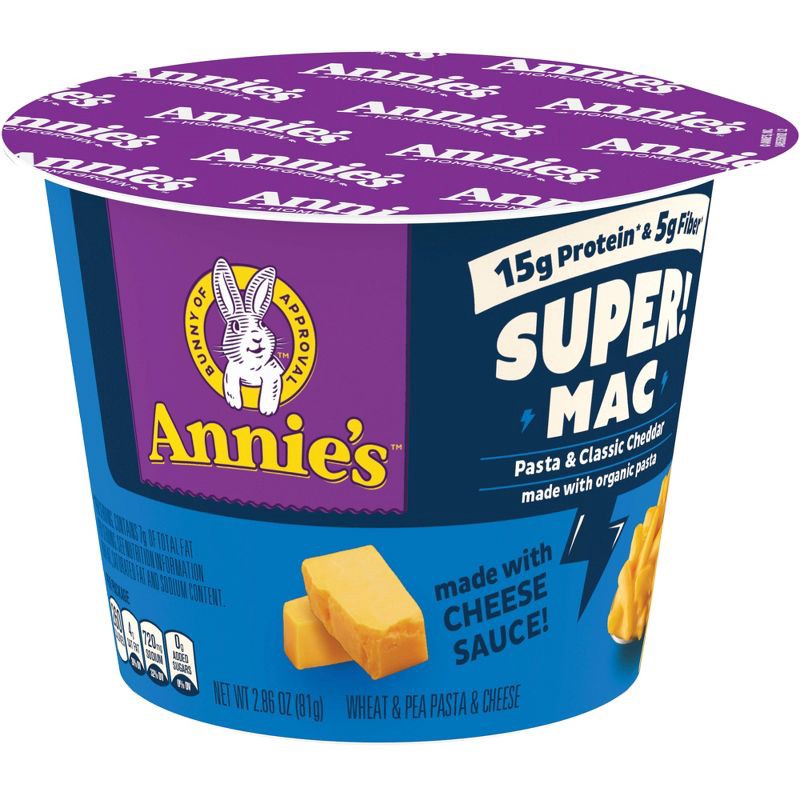 slide 5 of 5, Annie's Organic Classic Cheddar Super Mac and Cheese Cups - 11.44oz/4ct, 11.44 oz, 4 ct