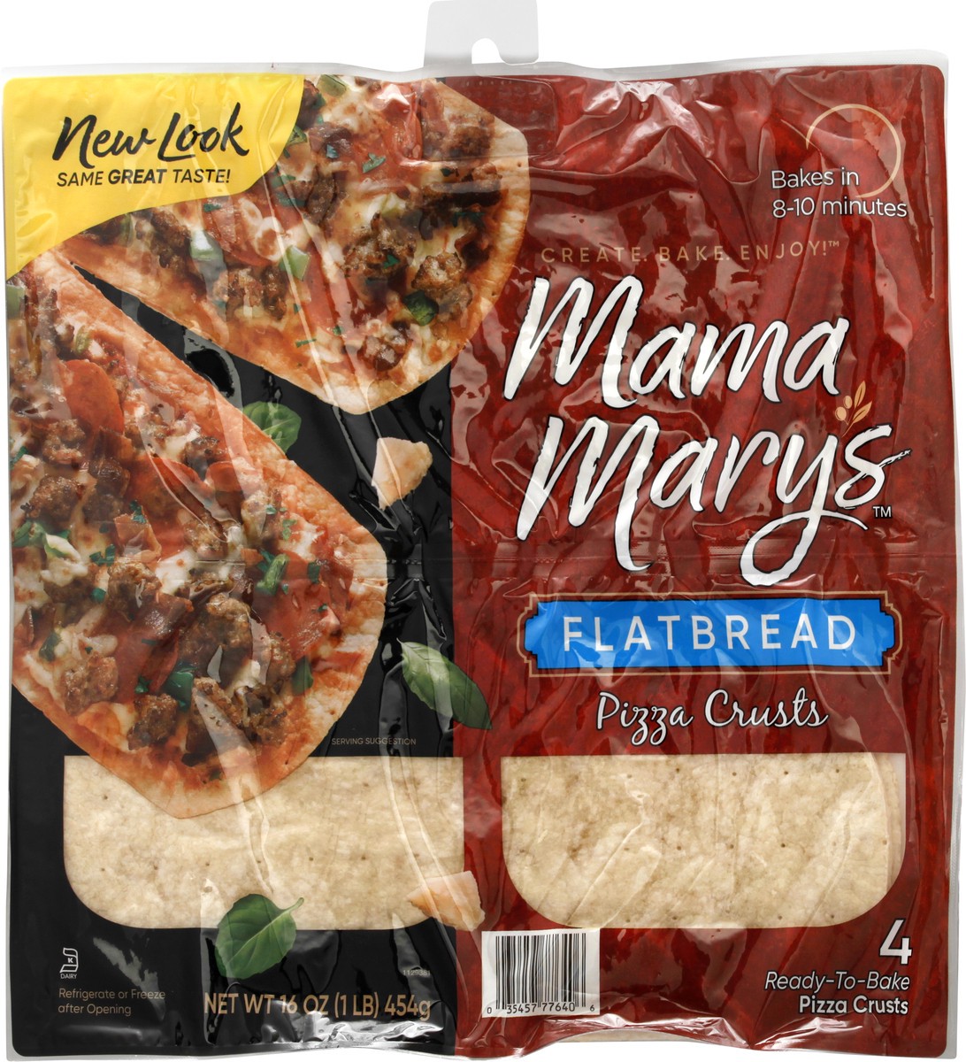 slide 1 of 9, Mama Mary's Flatbread Ready-To-Bake Pizza Crusts 4 ea, 4 ct