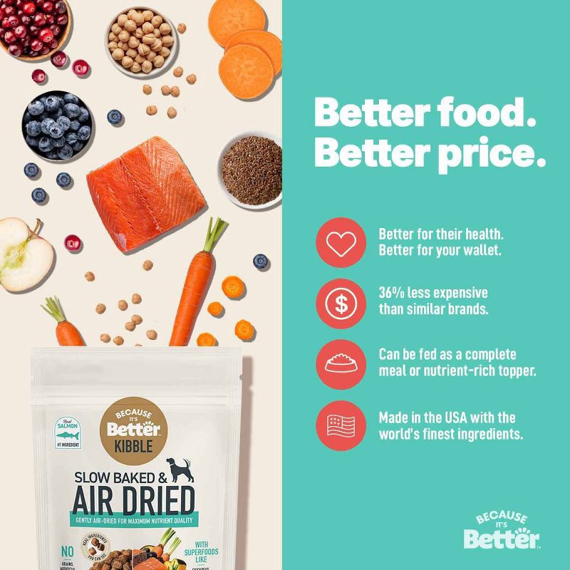slide 7 of 7, Because it's Better Air Dried Kibble Salmon Flavor Dry Dog Food - 16oz, 16 oz