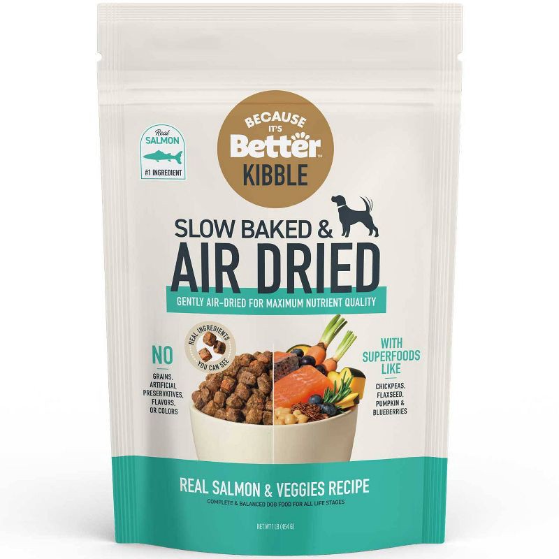 slide 1 of 7, Because it's Better Air Dried Kibble Salmon Flavor Dry Dog Food - 16oz, 16 oz
